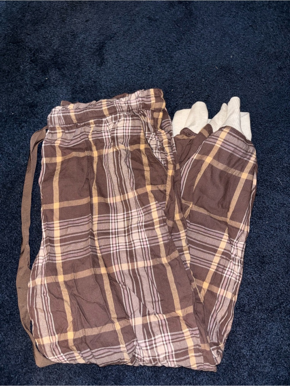 Brown Plaid Jogger Bottoms